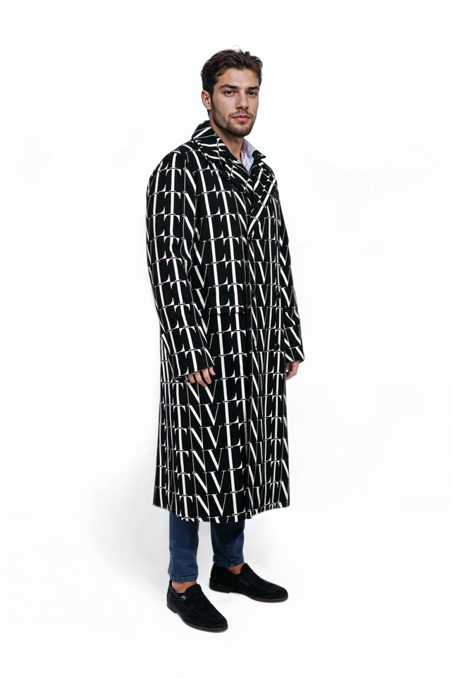 Valentino All-Over VLTN Monogram Wool Trench Coat