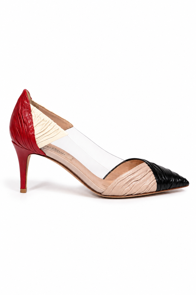 Valentino Garavani Colorblock Leather Pumps with Transparent Panels