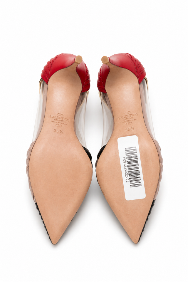 Valentino Garavani Colorblock Leather Pumps with Transparent Panels