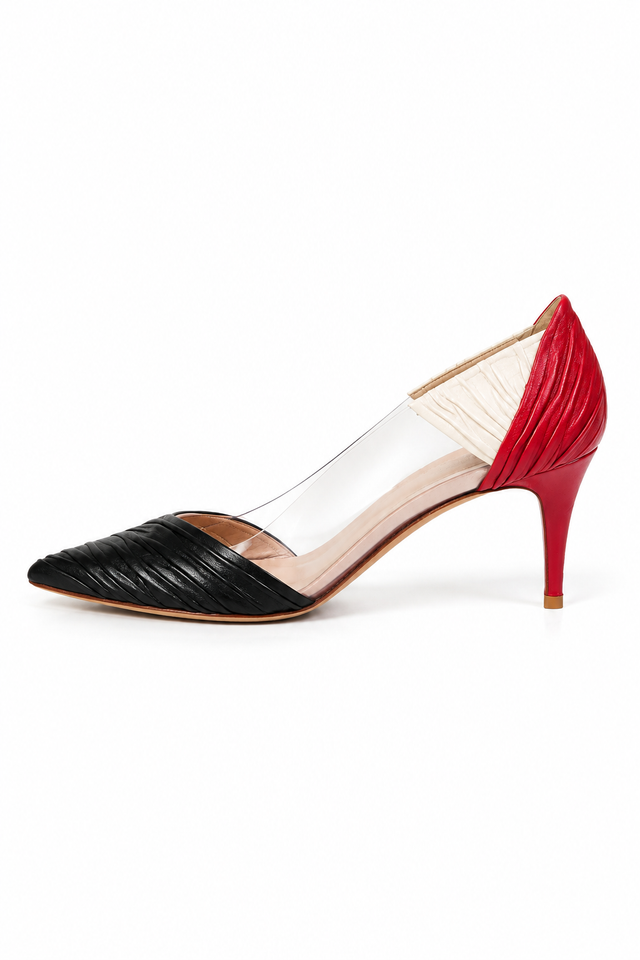 Valentino Garavani Colorblock Leather Pumps with Transparent Panels