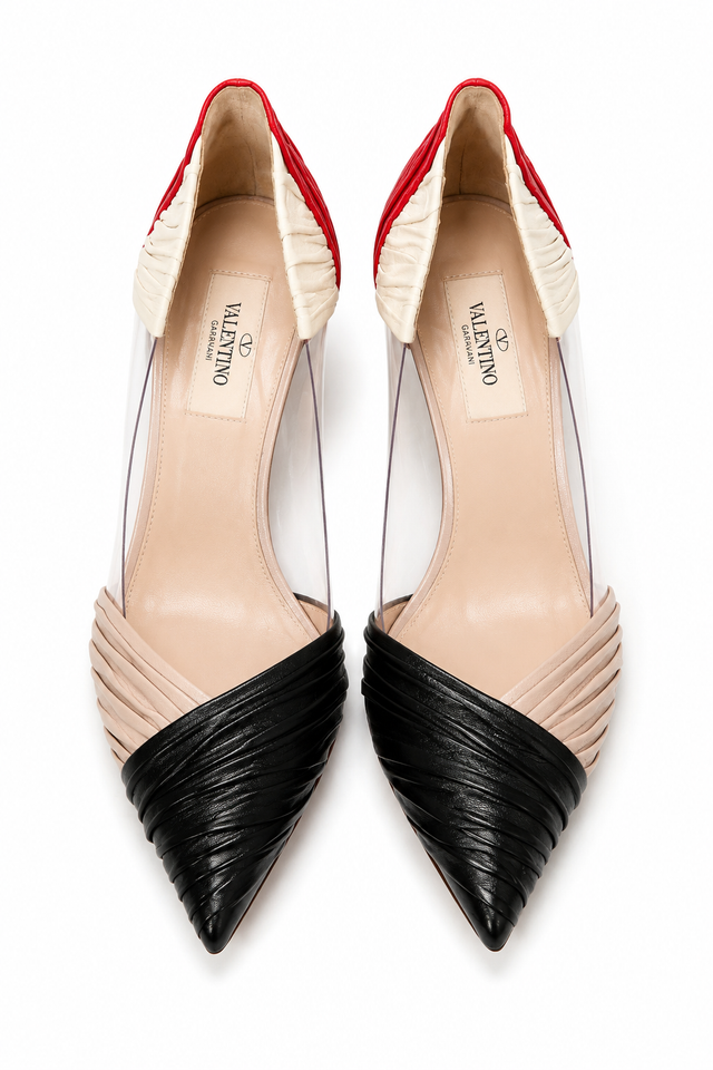 Valentino Garavani Colorblock Leather Pumps with Transparent Panels