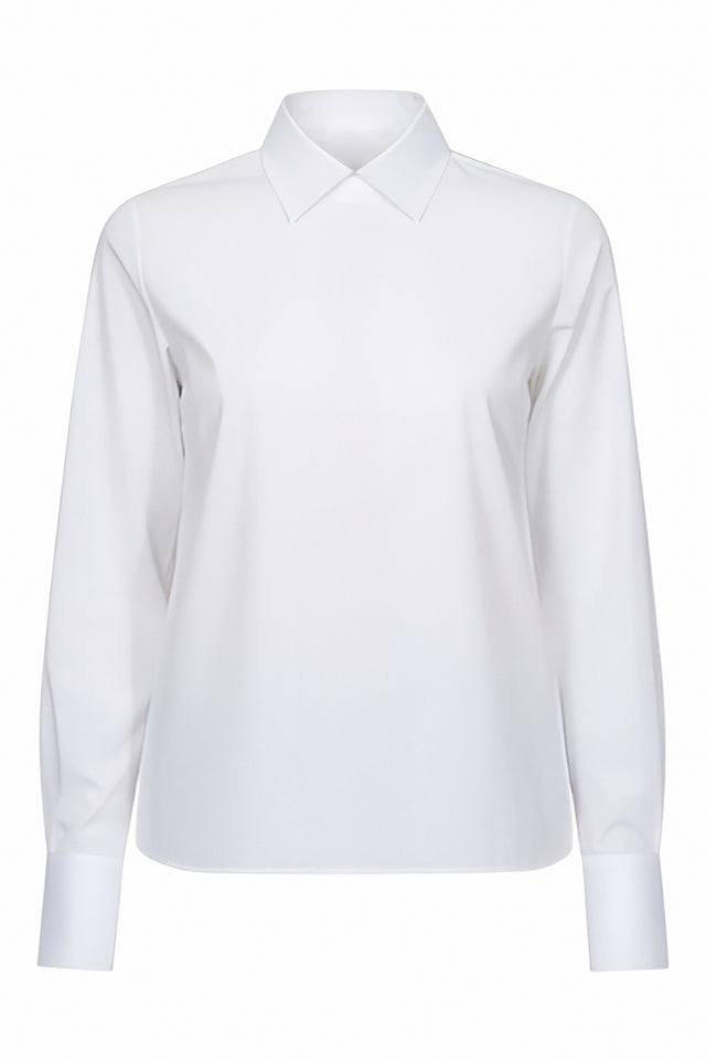 Valentino White Back-Button Blouse with Black Tiger Cuff Links