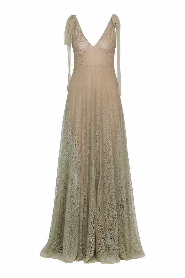 Valentino Metallic Lace Gown
