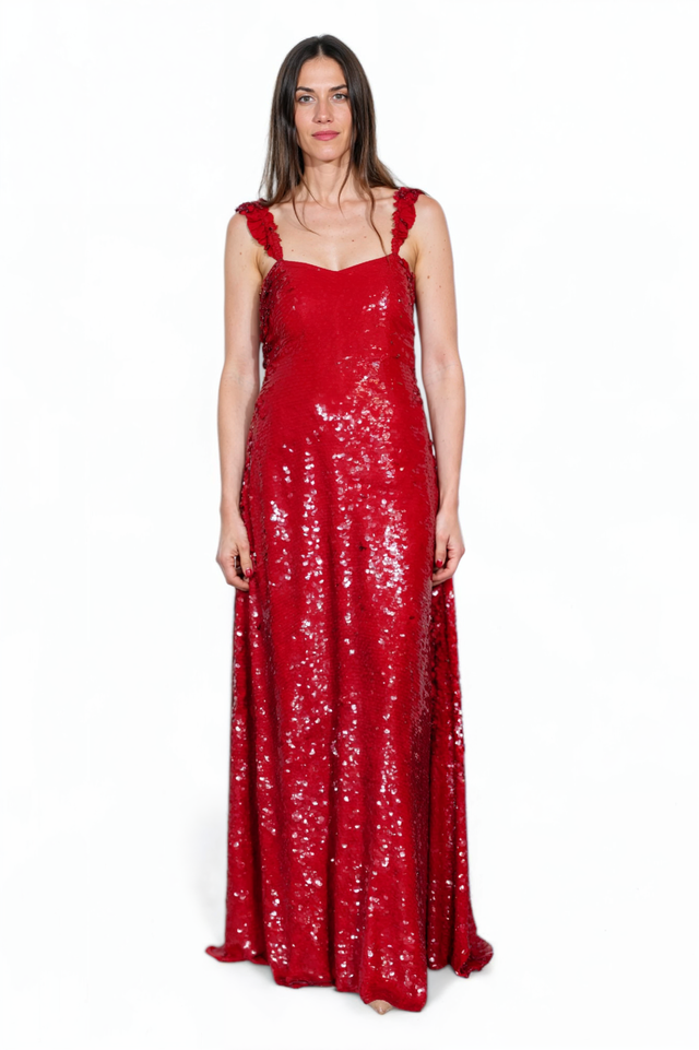 Valentino Radiant Ruby Sequin Gown