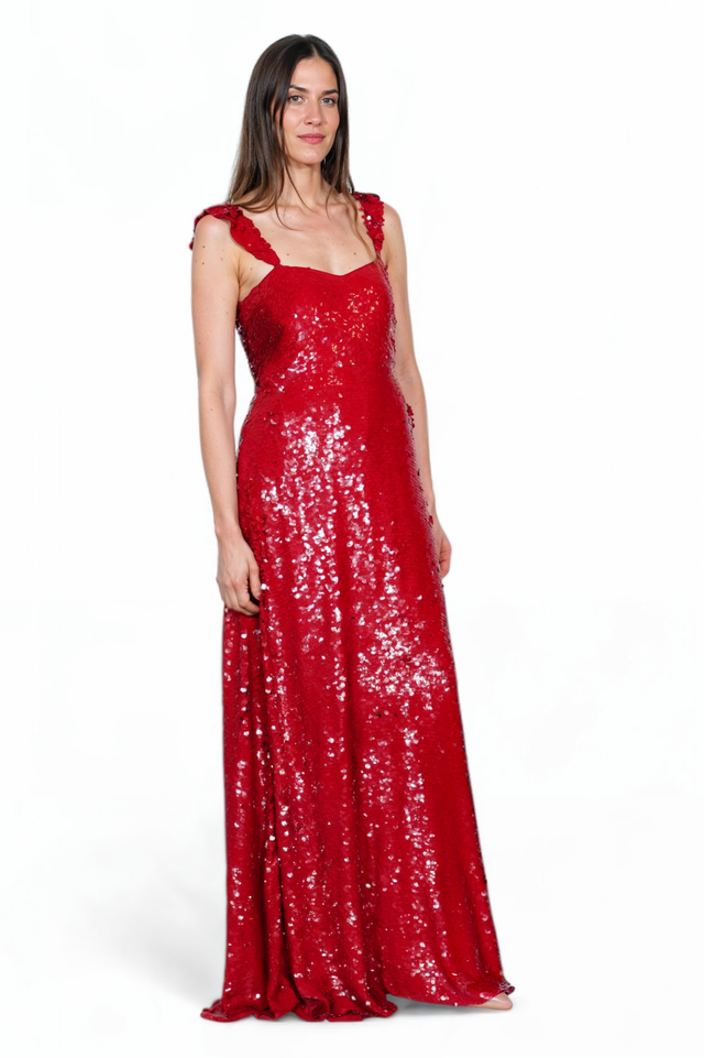 Valentino Radiant Ruby Sequin Gown