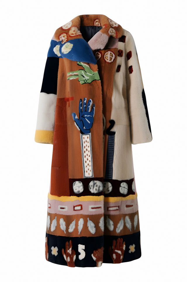 Valentino Handcrafted Multicolor Artistic Mink Coat