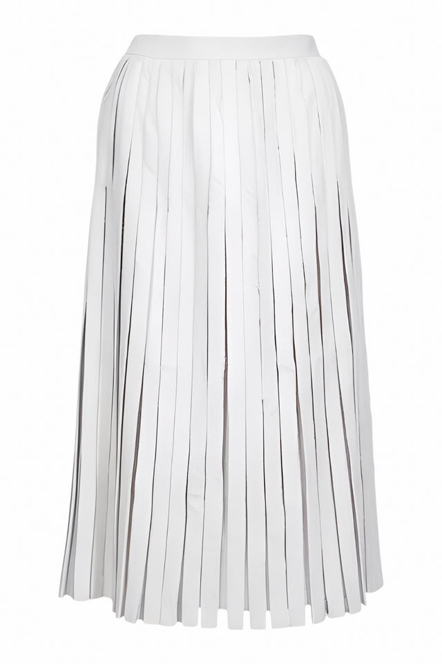 Valentino Ivory Goat Hair Pleated Midi Skirt