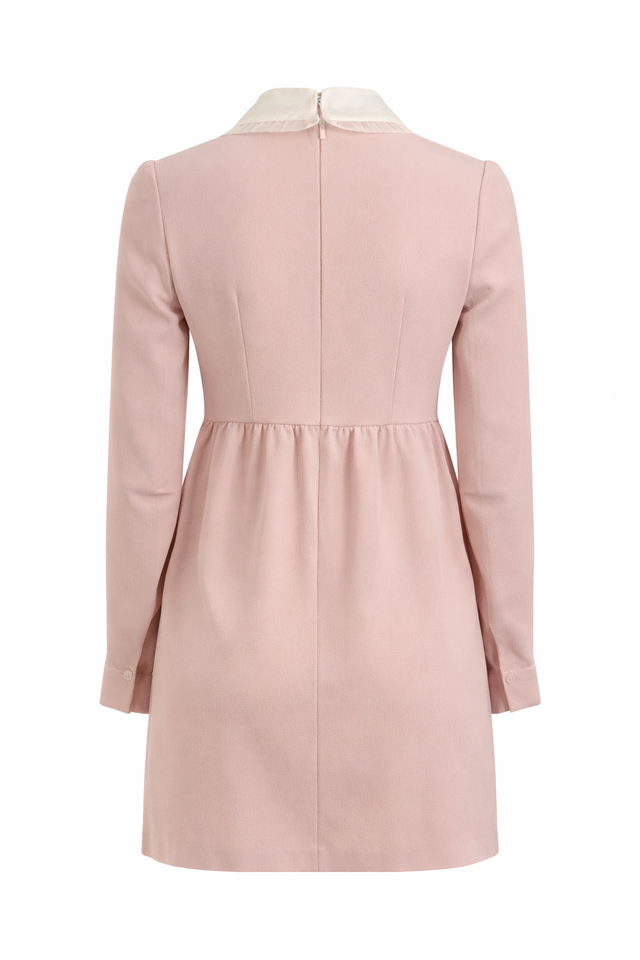 Red Valentino Ruffle Collar Bow Mini Dress in Blush Pink
