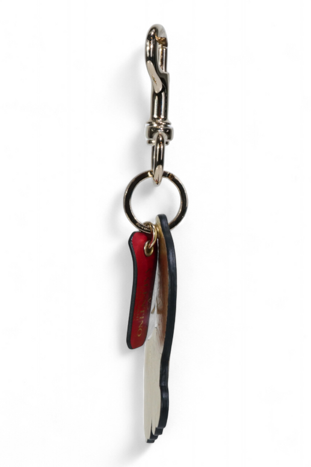 Valentino Garavani Rockstud Monkey Keychain — Platinum Leather
