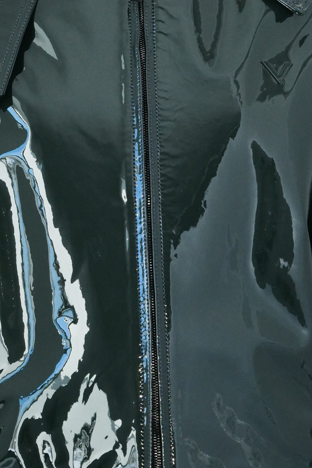 Valentino Garavani Dark Green Patent Zip-Front Jacket