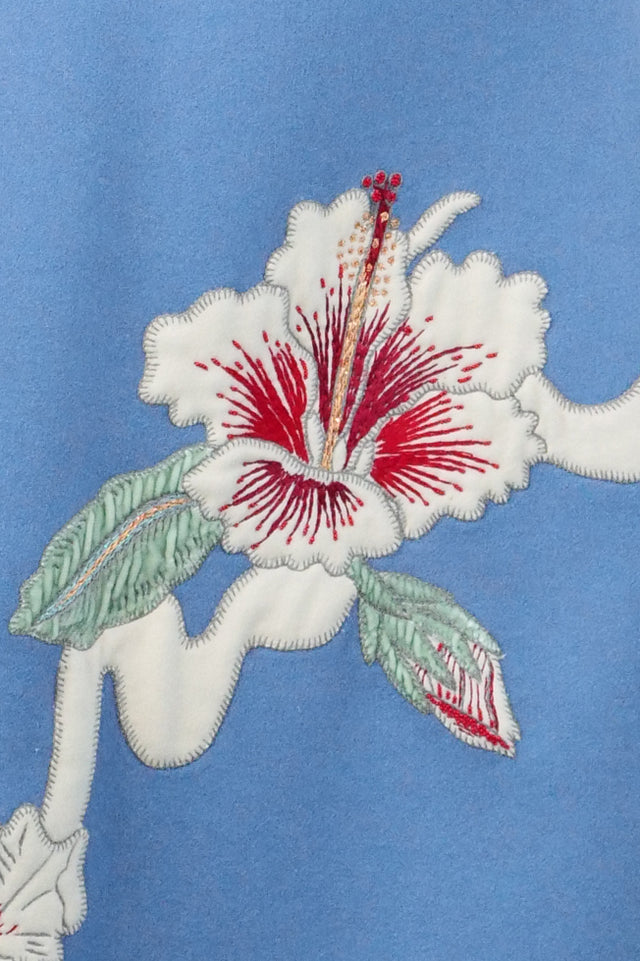 Valentino Light Blue Floral Embroidered Long Coat