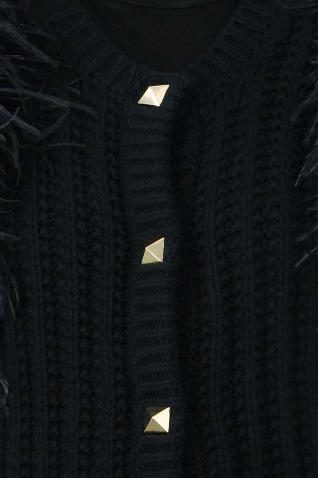 Valentino Black Feather Trim Knit Vest