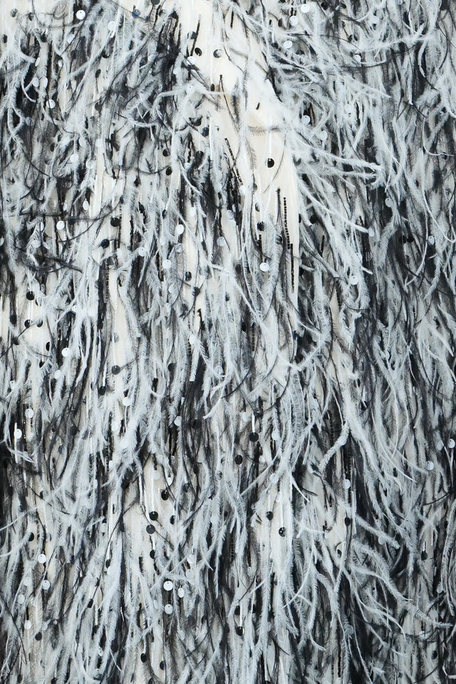 Valentino Black & White Feather Fringe Couture Coat