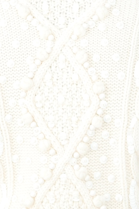 Valentino Ivory Cable Knit Belted Cardigan Coat