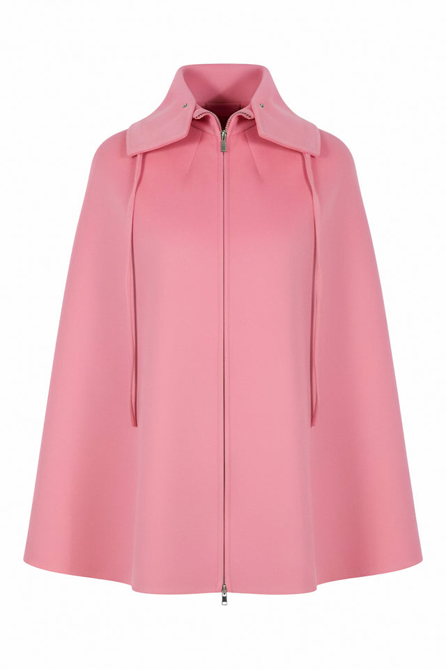 Valentino Pink Wool Cape with Bow Collar