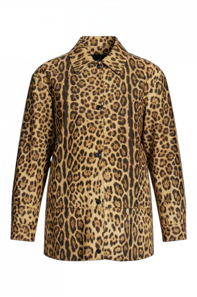 Valentino Leopard Print Jacket in Camel & Black