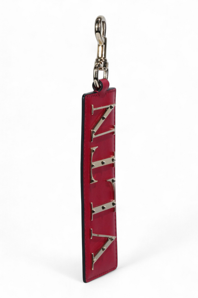 Valentino Garavani VLTN Leather Keychain — Red