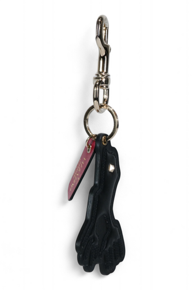 Valentino Garavani Rockstud Frog Keychain — Black or Ivory Leather