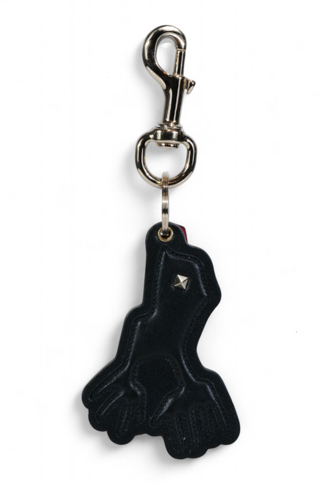 Valentino Garavani Rockstud Frog Keychain — Black or Ivory Leather