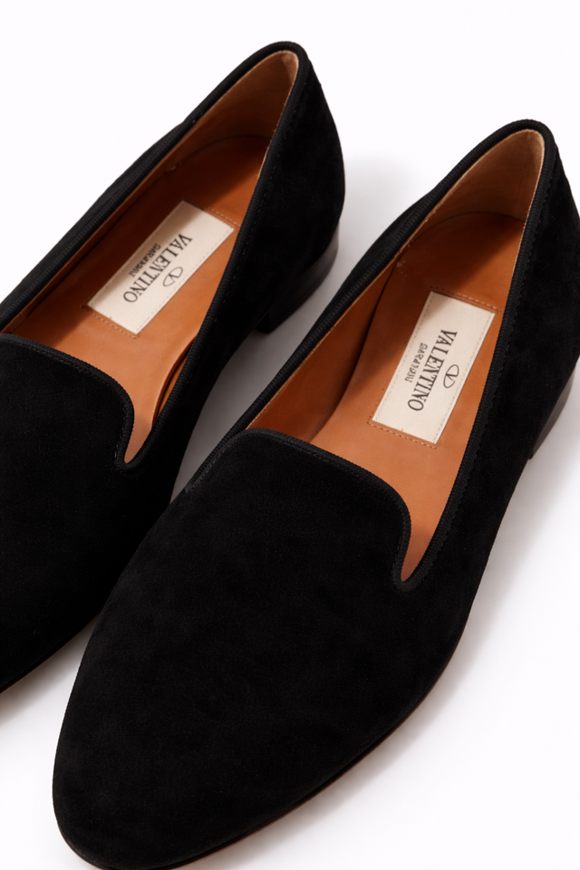 Valentino Garavani Suede Slip-On Loafers – Black