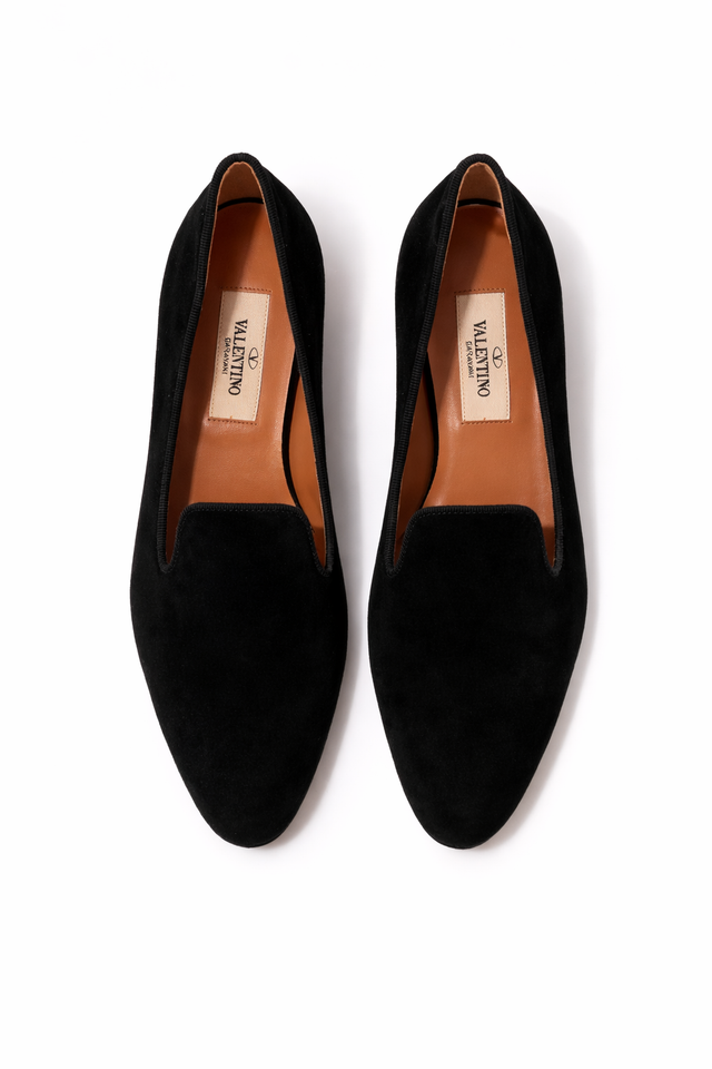Valentino Garavani Suede Slip-On Loafers – Black