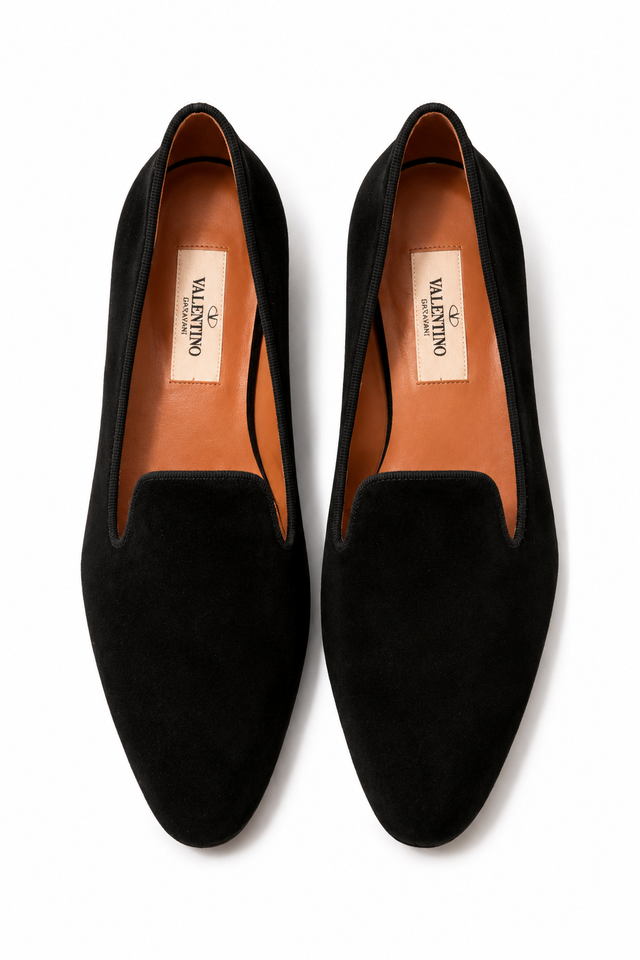 Valentino Garavani Suede Slip-On Loafers – Black