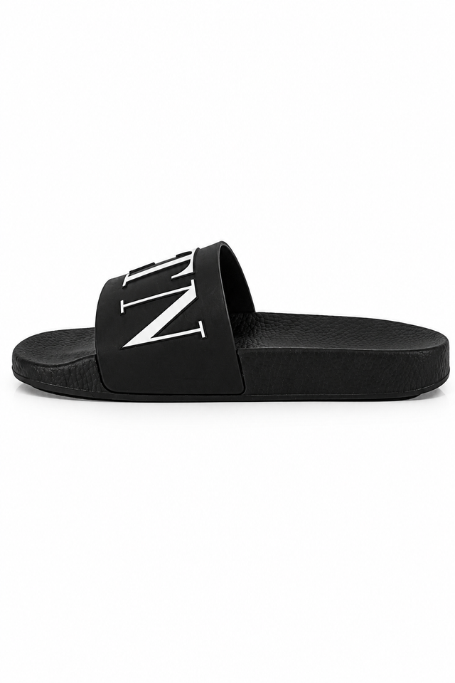 Valentino Garavani VLTN Rubber Pool Slide Sandals – Black/White