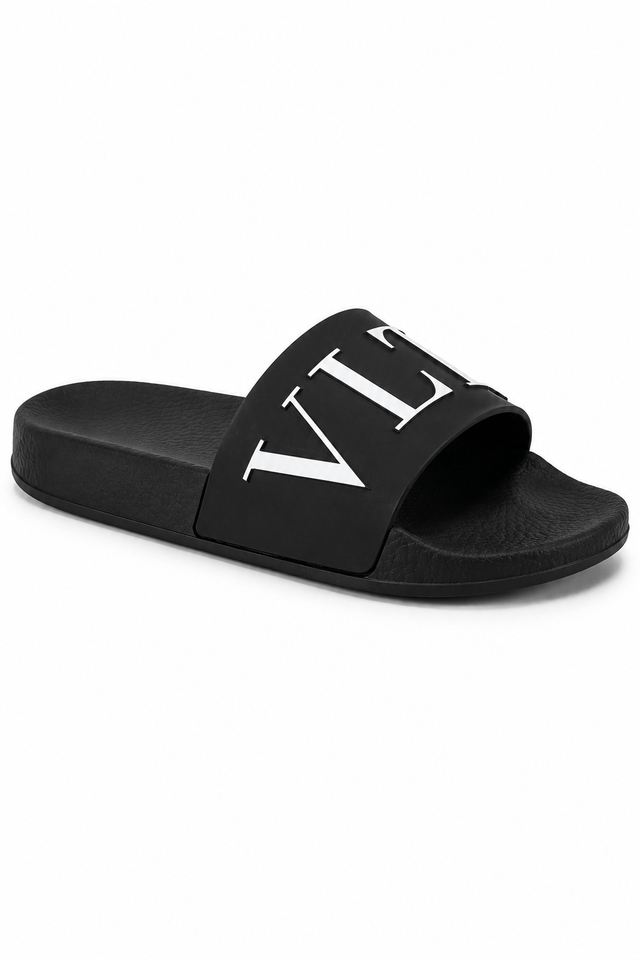Valentino Garavani VLTN Rubber Pool Slide Sandals – Black/White