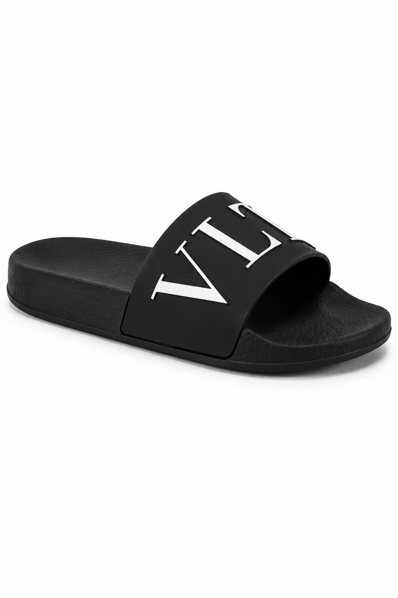 Valentino Garavani VLTN Rubber Pool Slide Sandals – Black/White