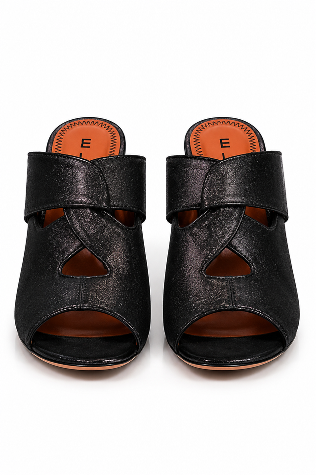 Etro Metallic Leather Cutout Mule Heels