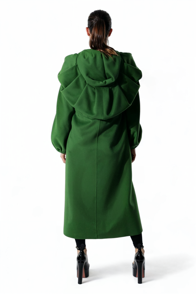 Valentino Emerald Hooded Wool Coat