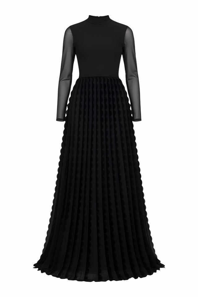 Valentino Black Gown with Velvet Ribbon Detailing