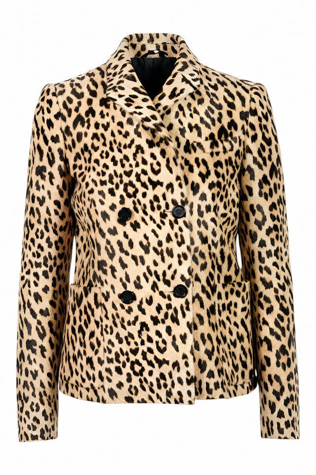 Valentino Leopard Print Double-Breasted Jacket