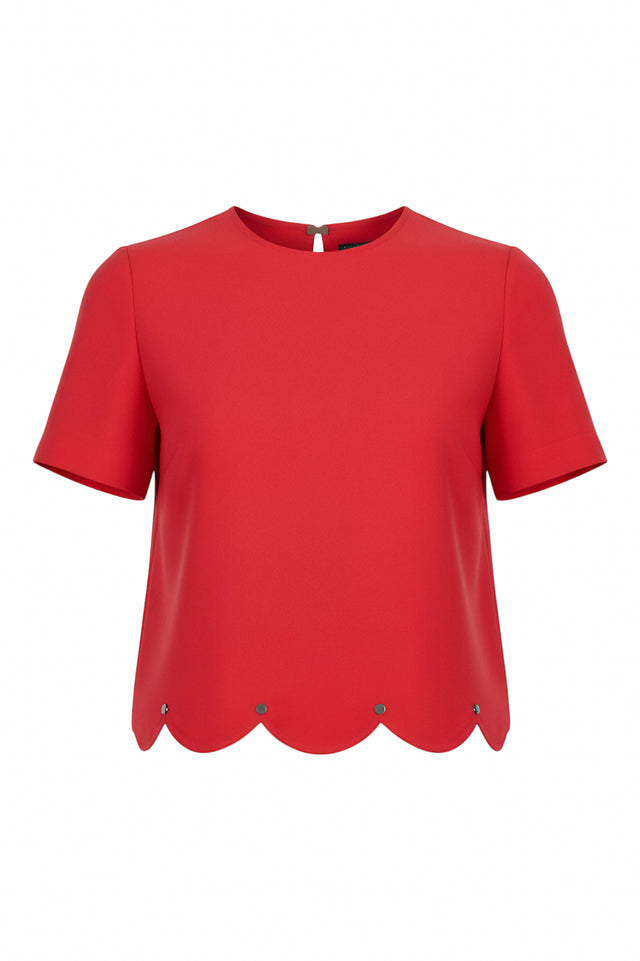 Valentino Scalloped Hem Crepe Top