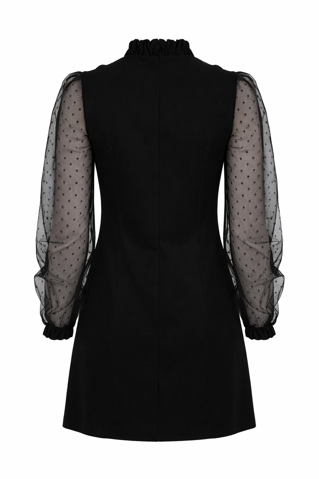RED VALENTINO Ponte Jersey Point D'Esprit and Velvet Dress Women's Dress Black : MD