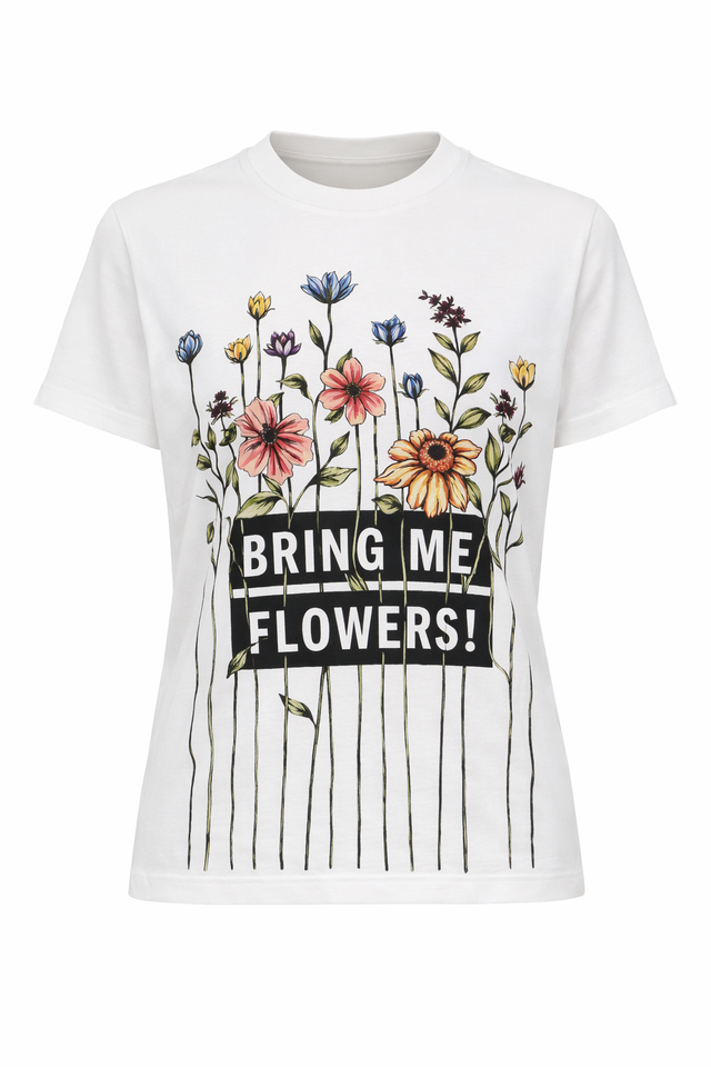 Red Valentino “Bring Me Flowers” Graphic T-Shirt in White