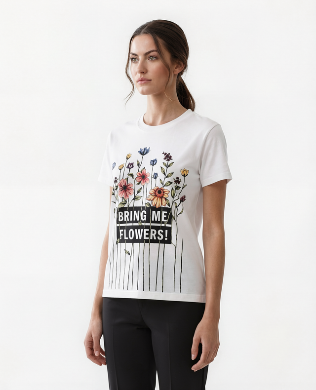 Red Valentino “Bring Me Flowers” Graphic T-Shirt in White