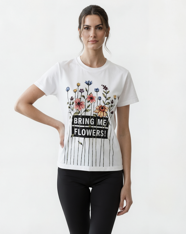 Red Valentino “Bring Me Flowers” Graphic T-Shirt in White