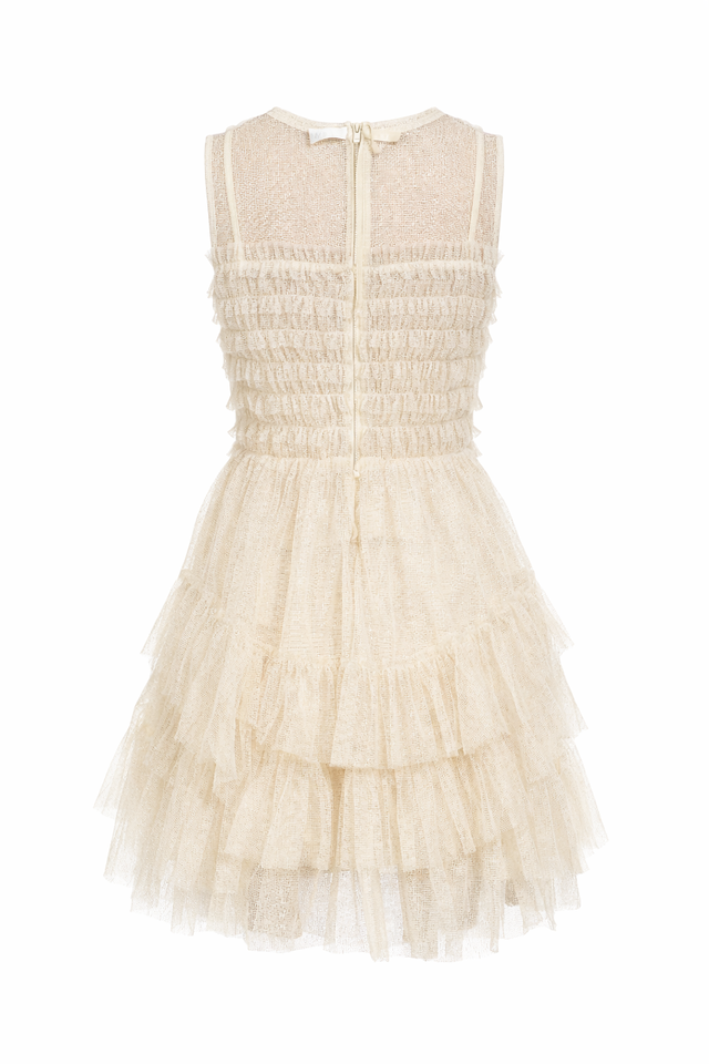 Red Valentino Ruffled Tulle Mini Dress in Ivory