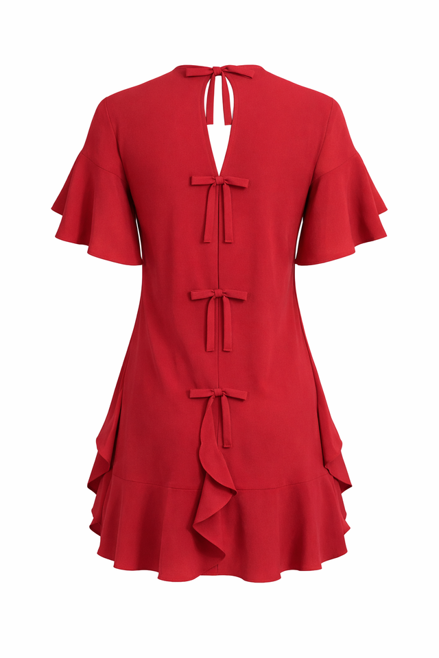 Red Valentino Ruffle Sleeve Mini Dress in Red