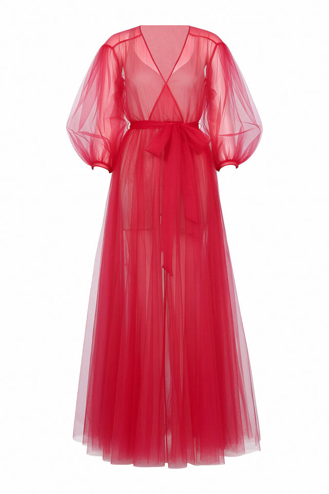 Valentino Sheer Red Tulle Gown