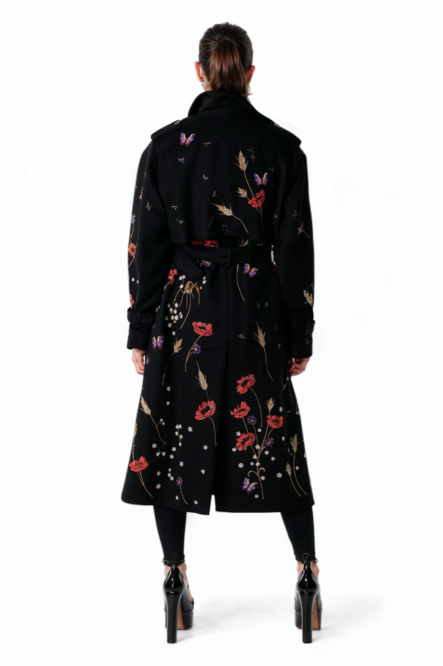 Valentino Embroidered Floral Trench Coat