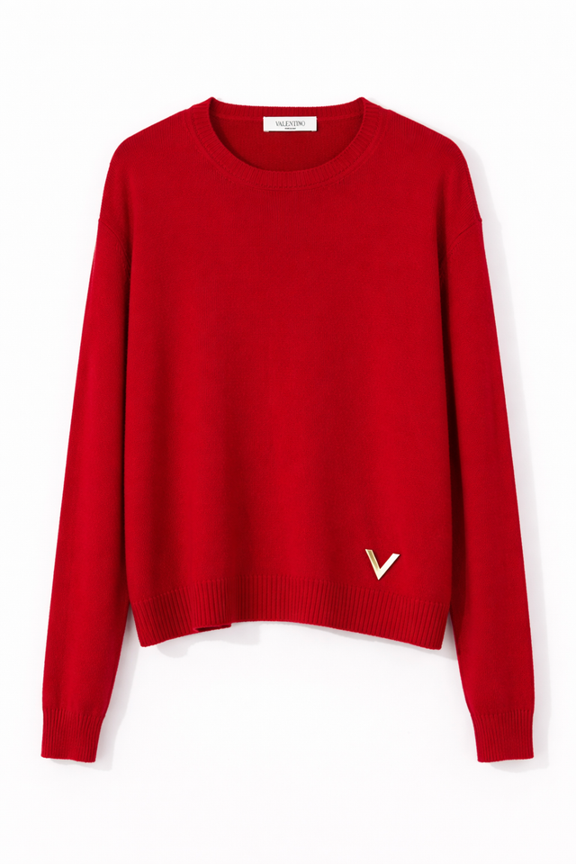 Valentino Garavani VLogo Knit Sweater – Red