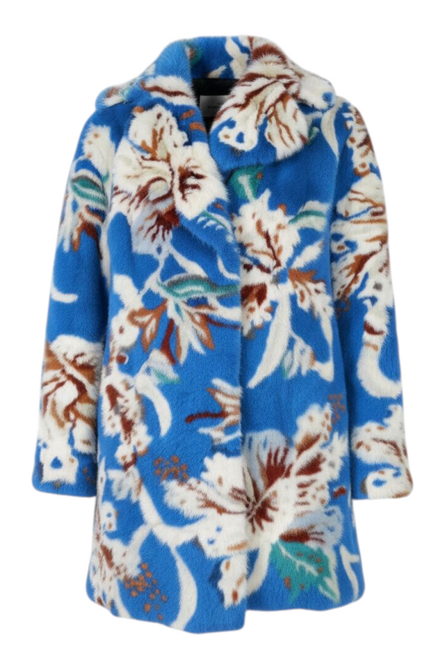 Valentino Floral Blue Mink Fur Coat