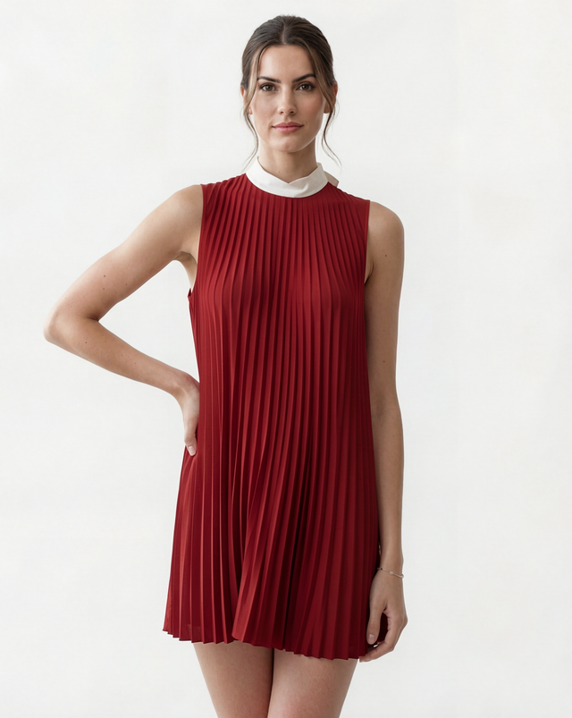 red valentino pleated dress Valentino Garavani Pleated Mini Dress With Cape Detail