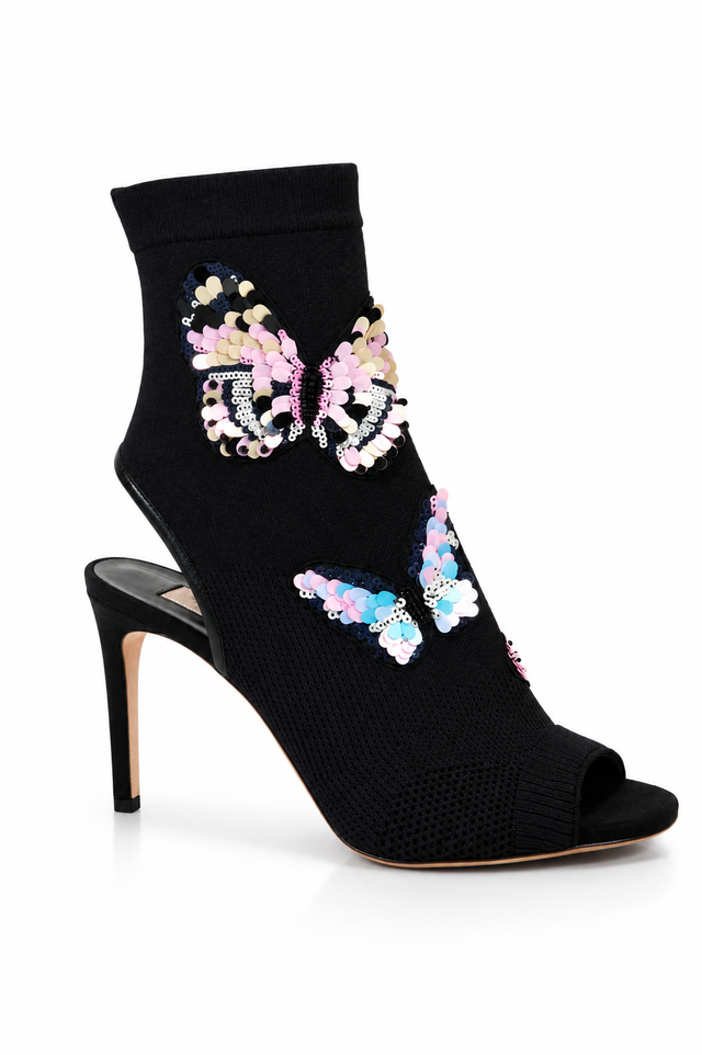 Valentino Garavani Butterfly Embellished Knit Slingback Booties