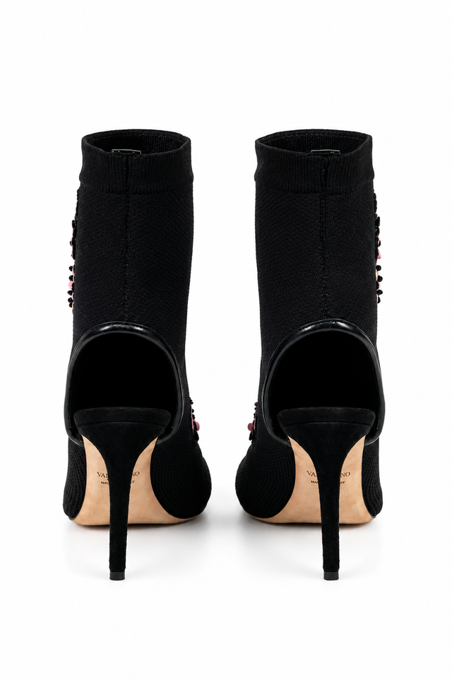 Valentino Garavani Butterfly Embellished Knit Slingback Booties