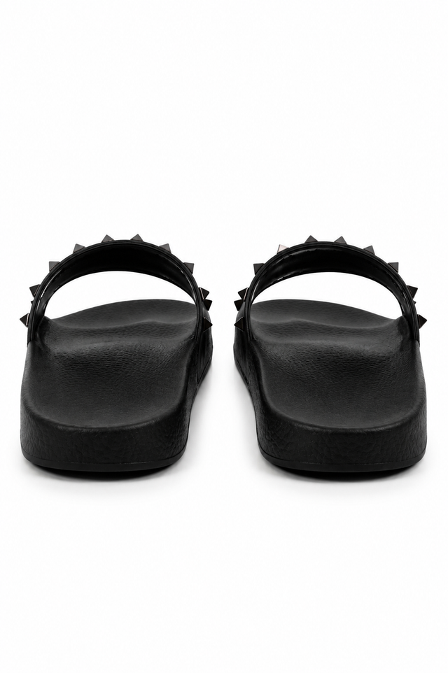 Valentino Garavani Rockstud Rubber Slide Sandals in Black