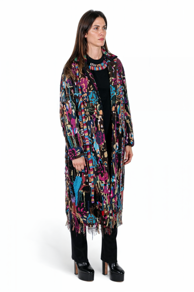 Valentino Multi-Color Embroidered Long Coat