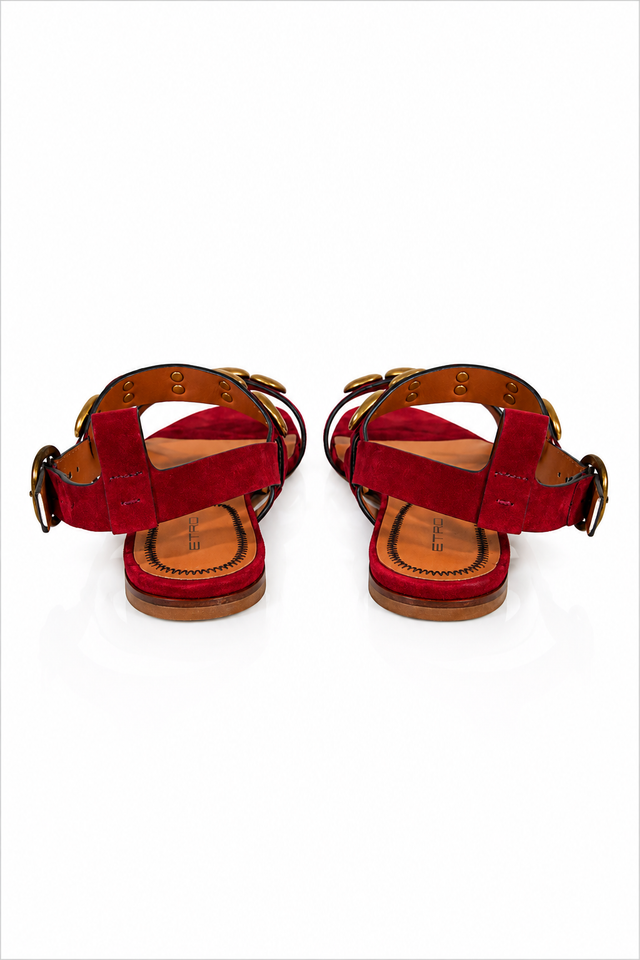 Etro Suede Shell Embellished Flat Sandals